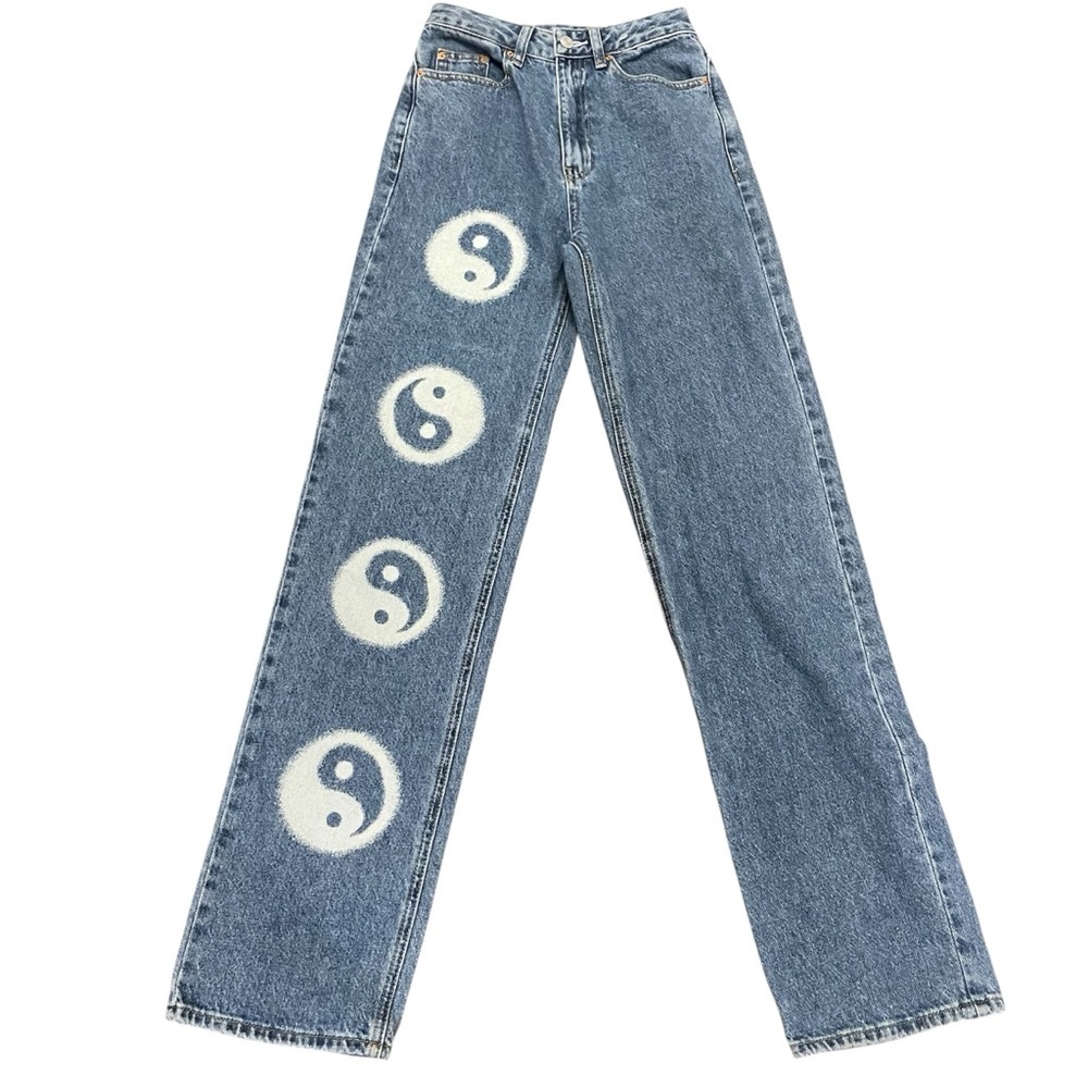 PacSun Blue 90’s Boyfriend Yin Yang Women’s Jeans Size Waist 23 Inseam 32